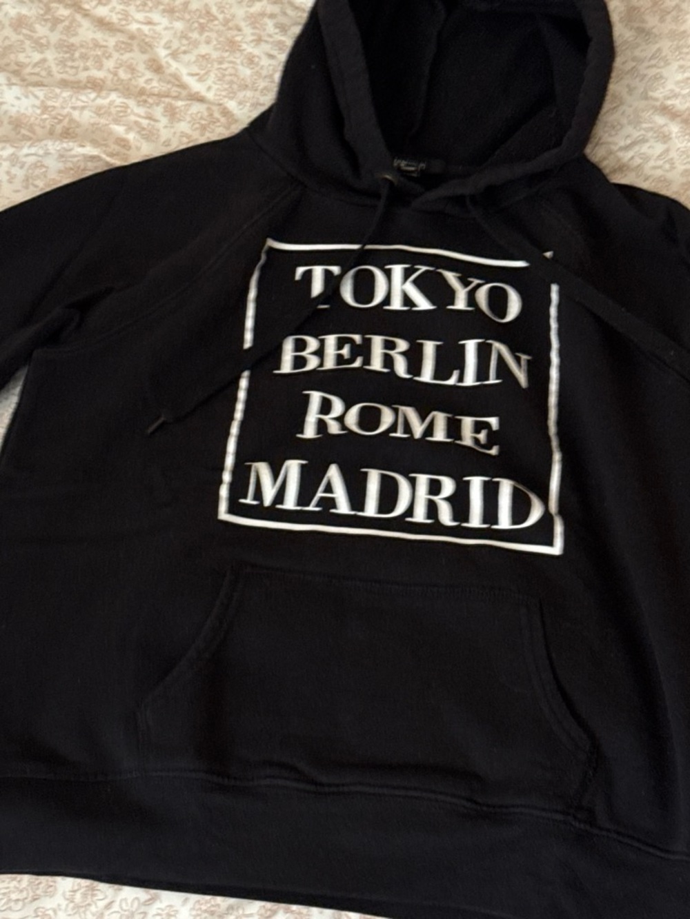 Forever 21 Black Hoodie with White City-Print